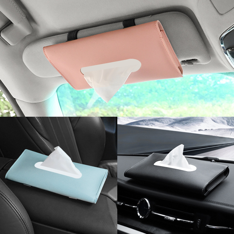 Car Accessories Hanging - Deri Araba Güneşliği Mendil Tutucu, Elastik