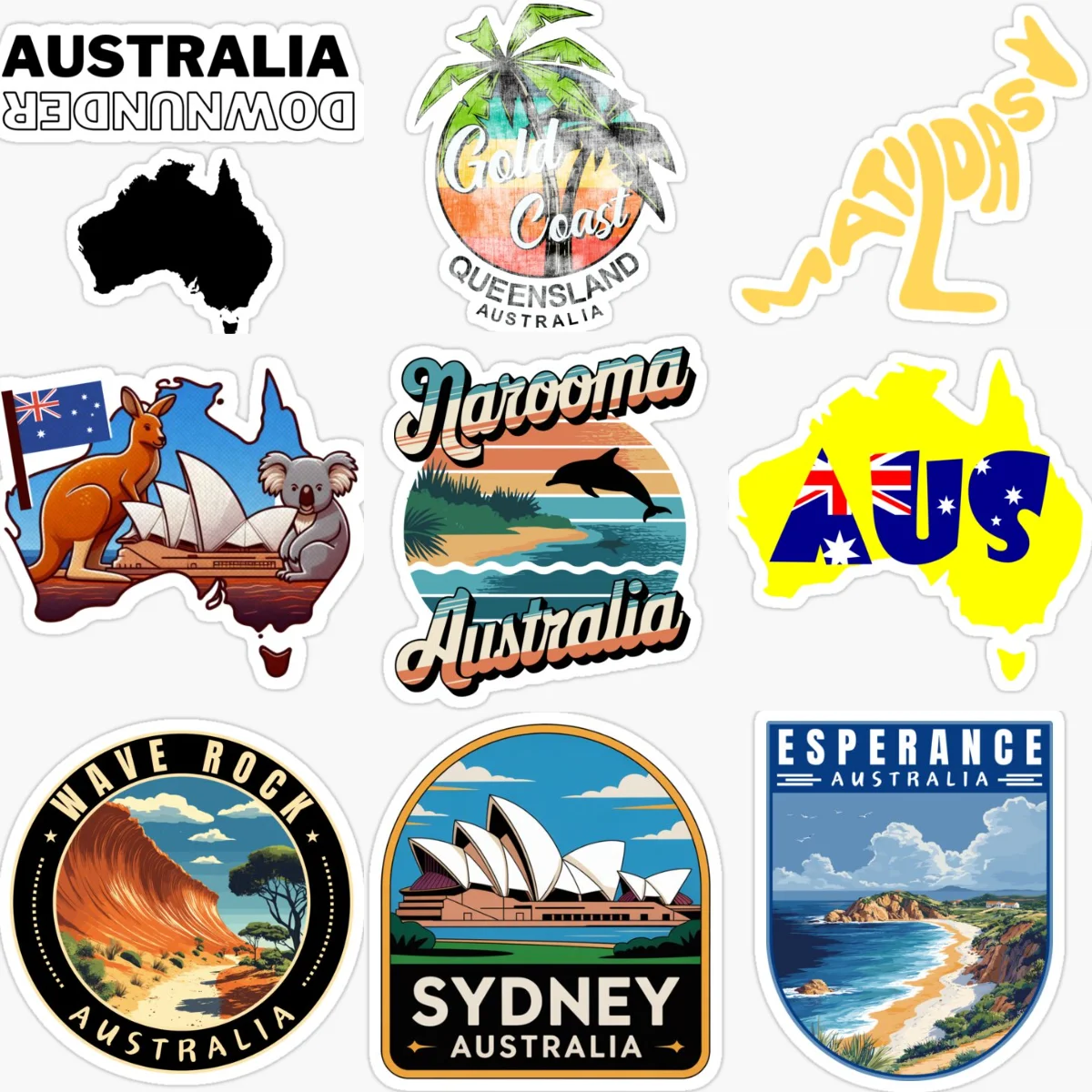 Car Accessories Australia - AUS Avustralya Bayrağı Harita Manzara Amblemi