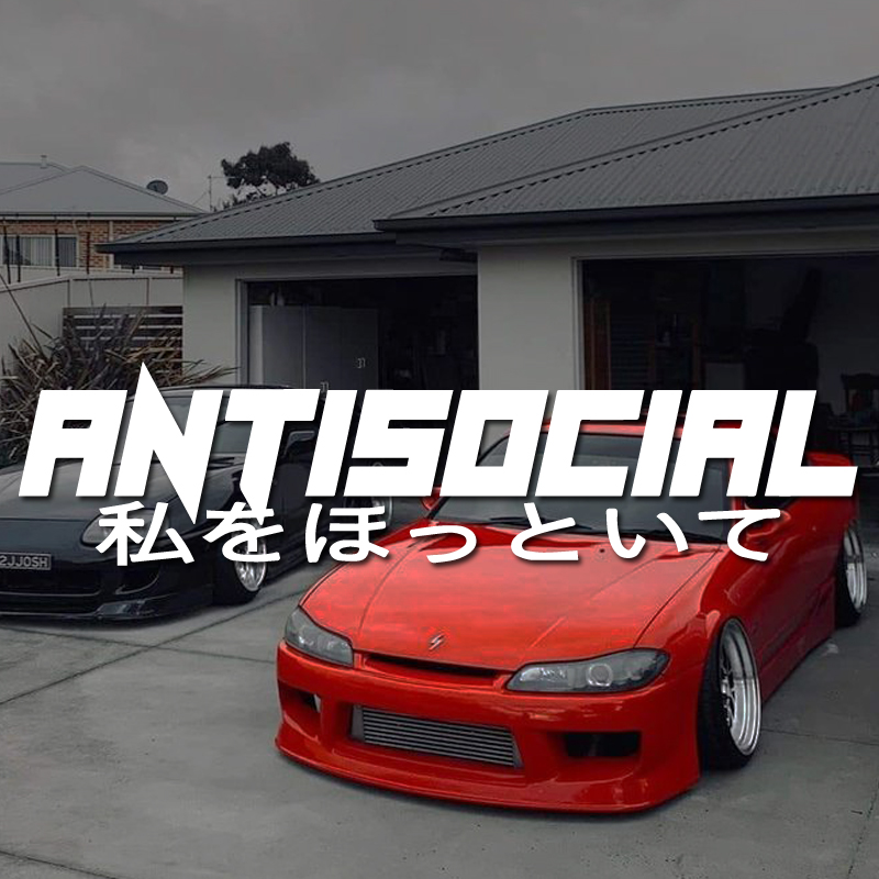Car Accessories Banner - JDM Stili 'ANTISOCIRL' Vinil Çıkartması, Ön