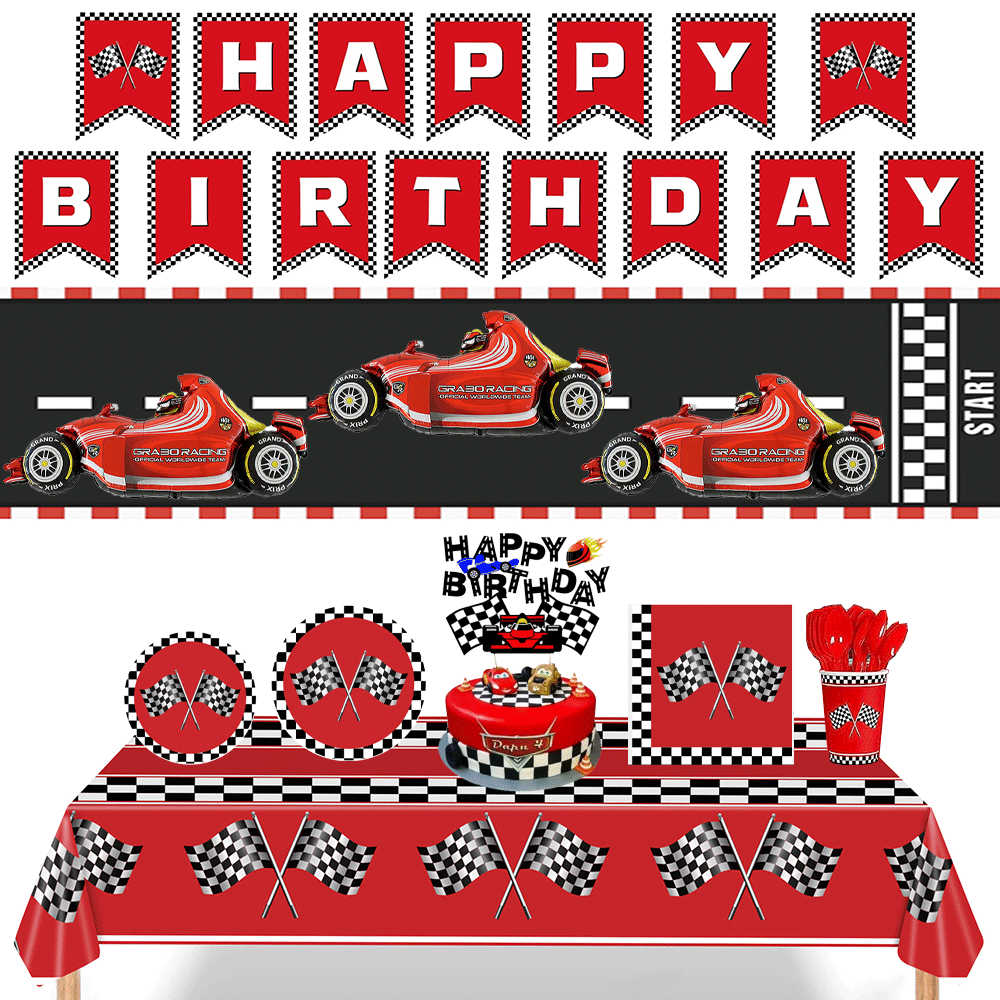 Kırmızı araba yarışı damalı so - Car Accessories Banner incelemesi ve fiyatı